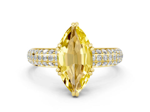 Yellow gold Marquise Cut Cut Diamond Milgrain Marquise Band with Prong Setting