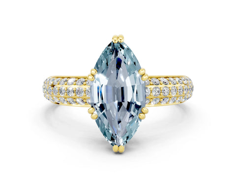 Yellow gold Marquise Cut Cut Diamond Milgrain Marquise Band with Prong Setting
