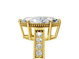 Yellow gold Marquise Cut Cut Diamond Milgrain Pave Band Four-Prong Setting Ring_8