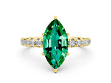 Yellow gold Marquise Cut Cut Diamond Pavé Band with Four-Prong Setting