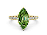 Yellow gold Marquise Cut Cut Diamond Pavé Band with Four-Prong Setting