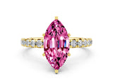 Yellow gold Marquise Cut Cut Diamond Pavé Band with Four-Prong Setting