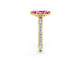 Yellow gold Marquise Cut Cut Diamond Pavé Band with Four-Prong Setting_2