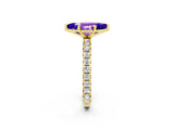 Yellow gold Marquise Cut Cut Diamond Pavé Band with Four-Prong Setting_2