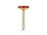 Yellow gold Marquise Cut Cut Diamond Pavé Band with Four-Prong Setting_2