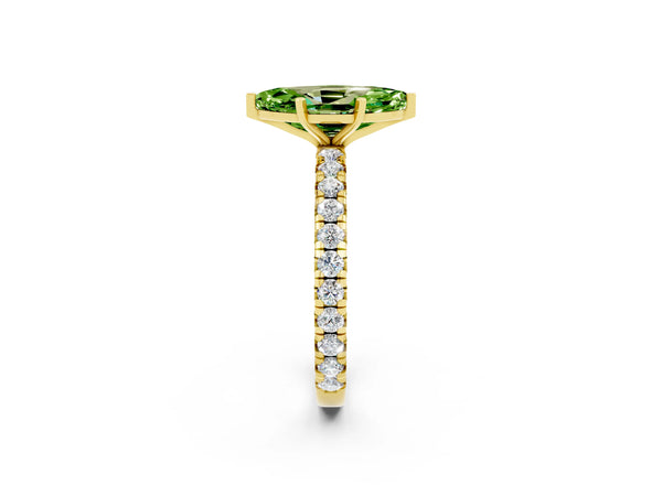 Yellow gold Marquise Cut Cut Diamond Pavé Band with Four-Prong Setting