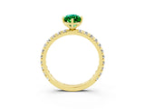 Yellow gold Marquise Cut Cut Diamond Pavé Band with Four-Prong Setting_3