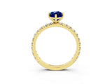 Yellow gold Marquise Cut Cut Diamond Pavé Band with Four-Prong Setting_3