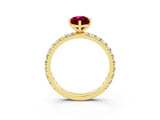 Yellow gold Marquise Cut Cut Diamond Pavé Band with Four-Prong Setting_3