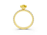 Yellow gold Marquise Cut Cut Diamond Pavé Band with Four-Prong Setting_3