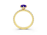 Yellow gold Marquise Cut Cut Diamond Pavé Band with Four-Prong Setting_3