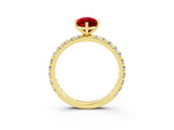 Yellow gold Marquise Cut Cut Diamond Pavé Band with Four-Prong Setting_3