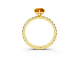 Yellow gold Marquise Cut Cut Diamond Pavé Band with Four-Prong Setting_3