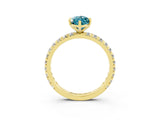 Yellow gold Marquise Cut Cut Diamond Pavé Band with Four-Prong Setting_3