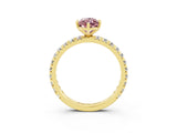 Yellow gold Marquise Cut Cut Diamond Pavé Band with Four-Prong Setting_3