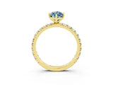 Yellow gold Marquise Cut Cut Diamond Pavé Band with Four-Prong Setting_3