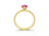 Yellow gold Marquise Cut Cut Diamond Pavé Band with Four-Prong Setting_3