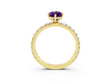 Yellow gold Marquise Cut Cut Diamond Pavé Band with Four-Prong Setting_3