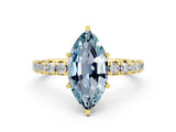 Yellow gold Marquise Cut Cut Diamond Pavé Band with Four-Prong Setting