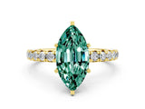 Yellow gold Marquise Cut Cut Diamond Pavé Band with Four-Prong Setting