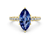 Yellow gold Marquise Cut Cut Diamond Pavé Band with Four-Prong Setting