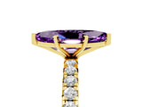 Yellow gold Marquise Cut Cut Diamond Pavé Band with Four-Prong Setting_5