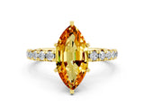 Yellow gold Marquise Cut Cut Diamond Pavé Band with Four-Prong Setting