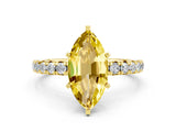 Yellow gold Marquise Cut Cut Diamond Pavé Band with Four-Prong Setting