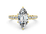 Yellow gold Marquise Cut Cut Diamond Pavé Band with Four-Prong Setting