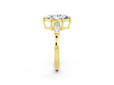 Yellow gold Marquise Cut Cut Diamond Ring with Tapered Baguette Side Stones in Four-Prong Setting_2
