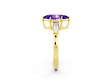 Yellow gold Marquise Cut Cut Diamond Ring with Tapered Baguette Side Stones in Four-Prong Setting_2