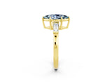 Yellow gold Marquise Cut Cut Diamond Ring with Tapered Baguette Side Stones in Four-Prong Setting_2