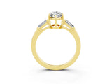 Yellow gold Marquise Cut Cut Diamond Ring with Tapered Baguette Side Stones in Four-Prong Setting_3