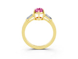 Yellow gold Marquise Cut Cut Diamond Ring with Tapered Baguette Side Stones in Four-Prong Setting_3