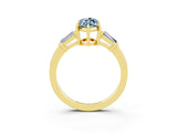 Yellow gold Marquise Cut Cut Diamond Ring with Tapered Baguette Side Stones in Four-Prong Setting_3
