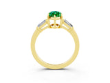 Yellow gold Marquise Cut Cut Diamond Ring with Tapered Baguette Side Stones in Four-Prong Setting_3