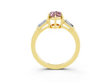 Yellow gold Marquise Cut Cut Diamond Ring with Tapered Baguette Side Stones in Four-Prong Setting_3