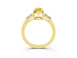 Yellow gold Marquise Cut Cut Diamond Ring with Tapered Baguette Side Stones in Four-Prong Setting_3