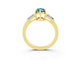 Yellow gold Marquise Cut Cut Diamond Ring with Tapered Baguette Side Stones in Four-Prong Setting_3