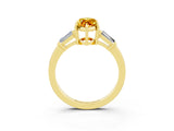 Yellow gold Marquise Cut Cut Diamond Ring with Tapered Baguette Side Stones in Four-Prong Setting_3
