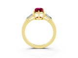 Yellow gold Marquise Cut Cut Diamond Ring with Tapered Baguette Side Stones in Four-Prong Setting_3
