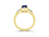 Yellow gold Marquise Cut Cut Diamond Ring with Tapered Baguette Side Stones in Four-Prong Setting_3