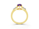 Yellow gold Marquise Cut Cut Diamond Ring with Tapered Baguette Side Stones in Four-Prong Setting_3
