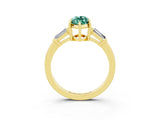 Yellow gold Marquise Cut Cut Diamond Ring with Tapered Baguette Side Stones in Four-Prong Setting_3