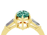Yellow gold Marquise Cut Cut Diamond Ring with Tapered Baguette Side Stones in Four-Prong Setting_4