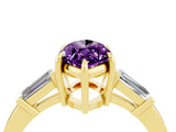 Yellow gold Marquise Cut Cut Diamond Ring with Tapered Baguette Side Stones in Four-Prong Setting_4