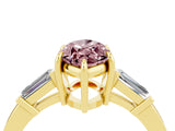 Yellow gold Marquise Cut Cut Diamond Ring with Tapered Baguette Side Stones in Four-Prong Setting_4