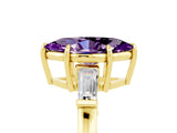 Yellow gold Marquise Cut Cut Diamond Ring with Tapered Baguette Side Stones in Four-Prong Setting_5