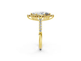 Yellow gold Marquise Cut Cut Diamond Sunburst Halo Engagement Ring with Pavé Band_5