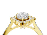 Yellow gold Marquise Cut Cut Diamond Sunburst Halo Engagement Ring with Pavé Band_7